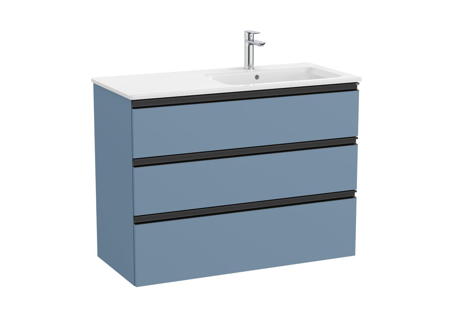 Roca The Gap Vanity Unit with 3 Drawers and Basin Right Hand 800x763mm Matt Blue
