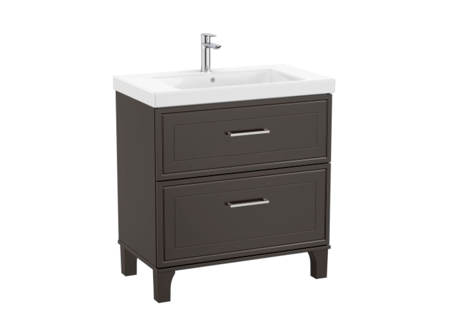 Roca Romea Vanity Unit and Basin Unik 2 Drawer 800mm Matte Dark Grey