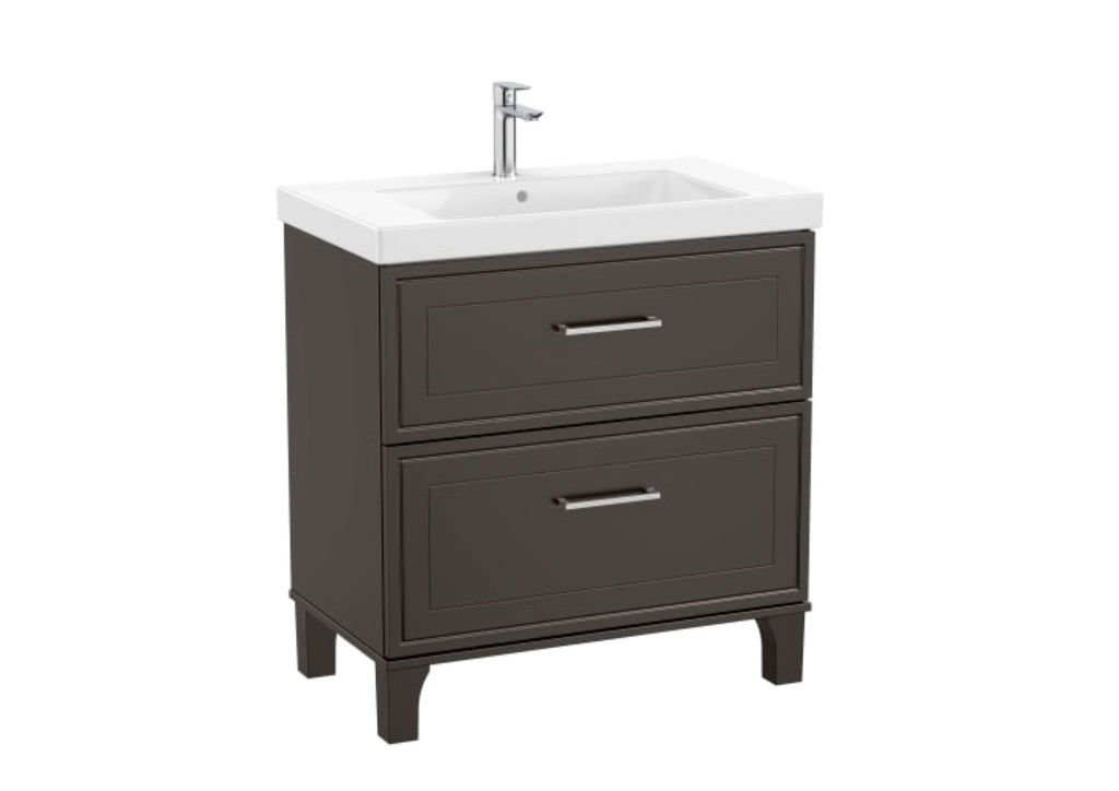 Roca Romea Vanity Unit and Basin Unik 2 Drawer 800mm Matte Dark Grey