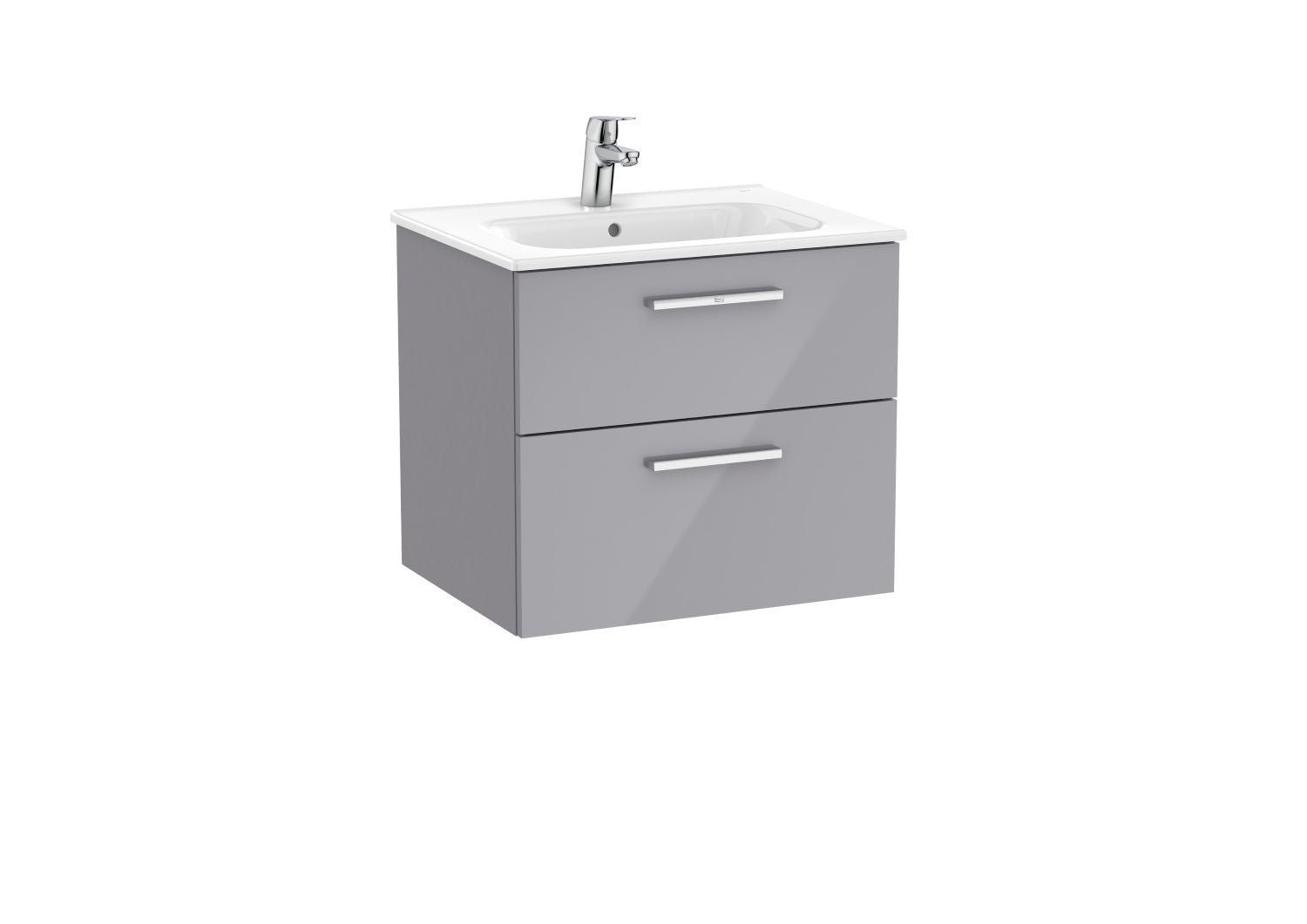 Roca Victoria 2 Drawer Vanity Unit and Basin 600x537 Gloss Grey