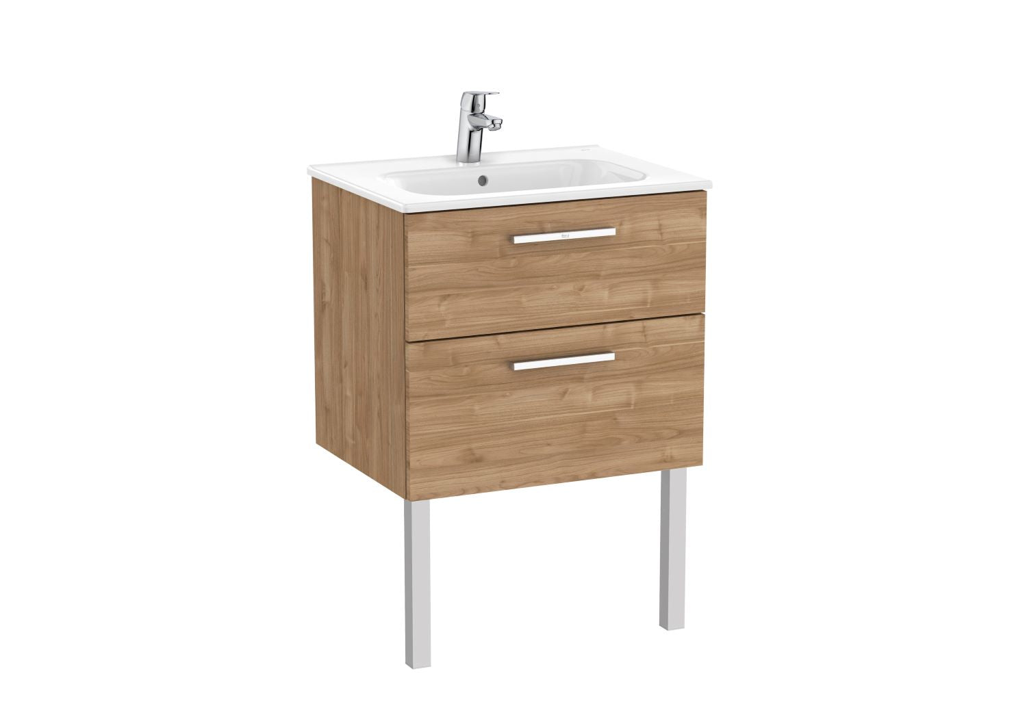 Roca Victoria 2 Drawer Vanity Unit and Basin 600x537 Walnut