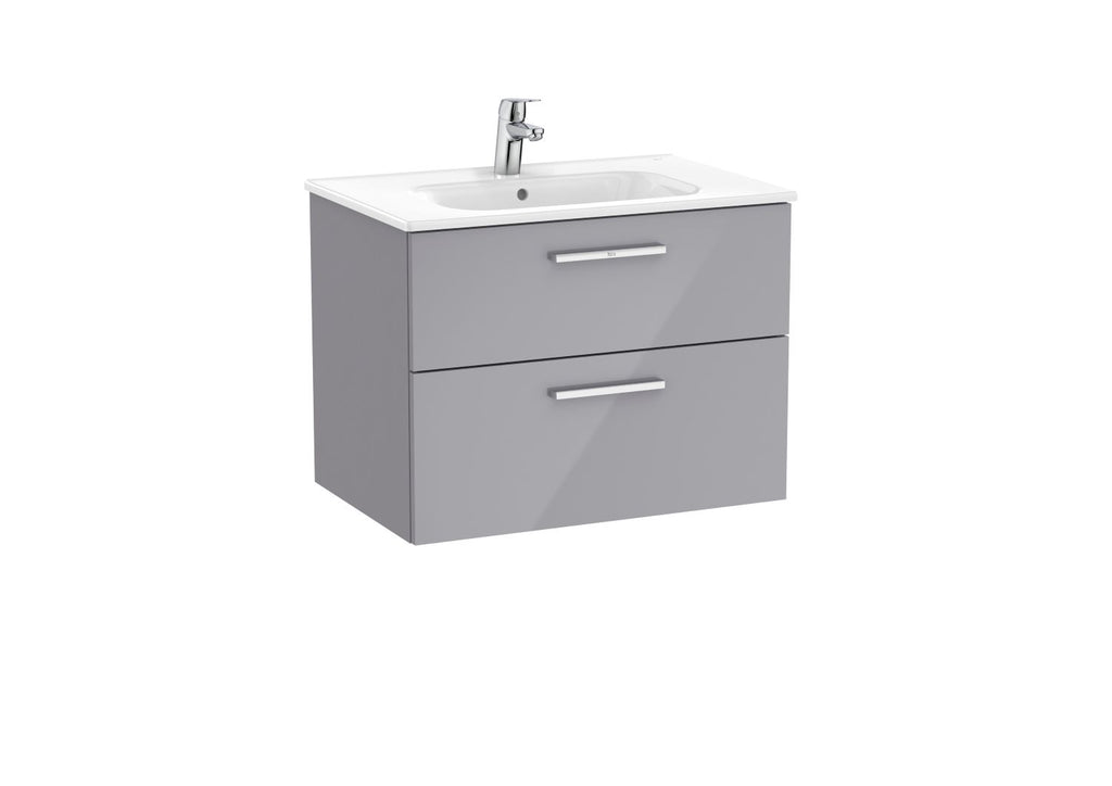 Roca Victoria 2 Drawer Vanity Unit and Basin 700x537 Gloss Grey