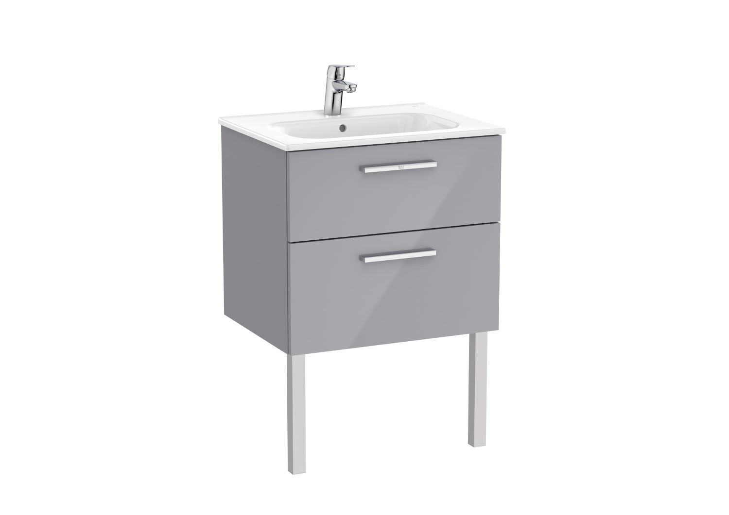 Roca Victoria 2 Drawer Vanity Unit and Basin 800x537 Gloss Grey