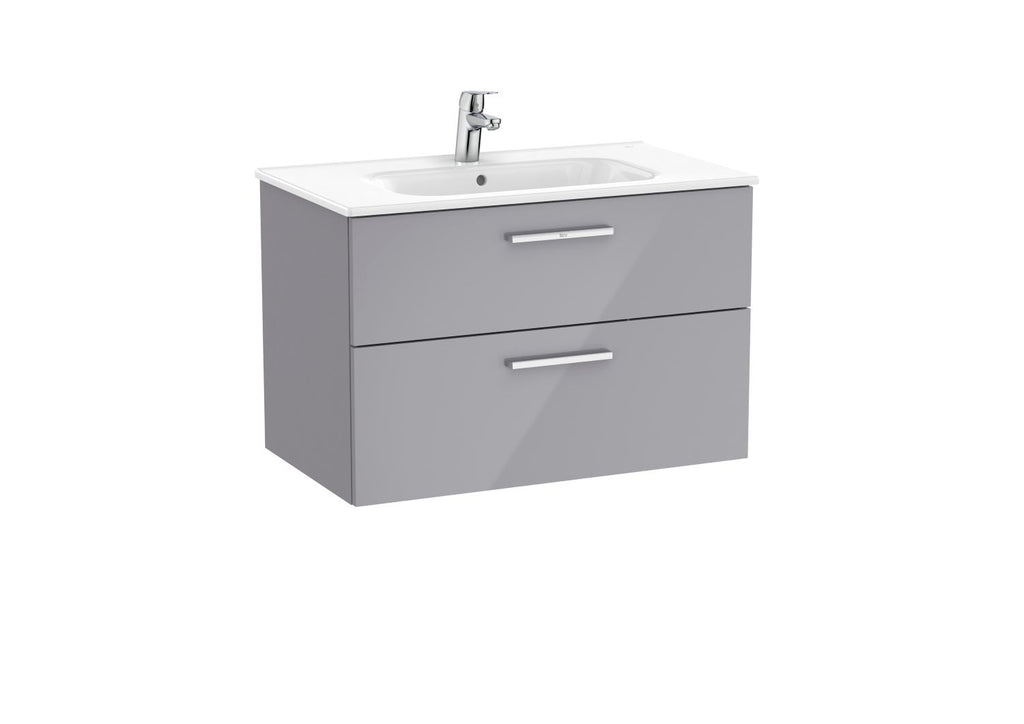 Roca Victoria 2 Drawer Vanity Unit and Basin 800x537 Gloss Grey