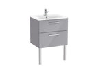 Roca Victoria 2 Drawer Vanity Unit and Basin 1000x537 Gloss Grey