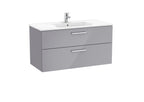 Roca Victoria 2 Drawer Vanity Unit and Basin 1000x537 Gloss Grey