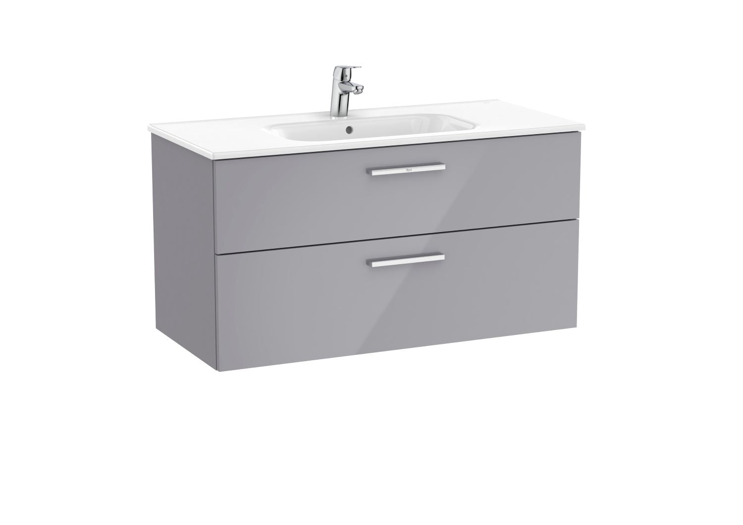 Roca Victoria 2 Drawer Vanity Unit and Basin 1000x537 Gloss Grey
