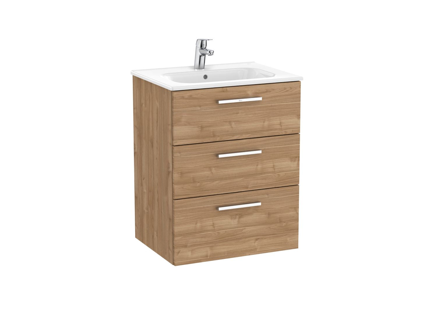 Roca Victoria 3 Drawer Vanity Unit and Basin 600x741 Walnut