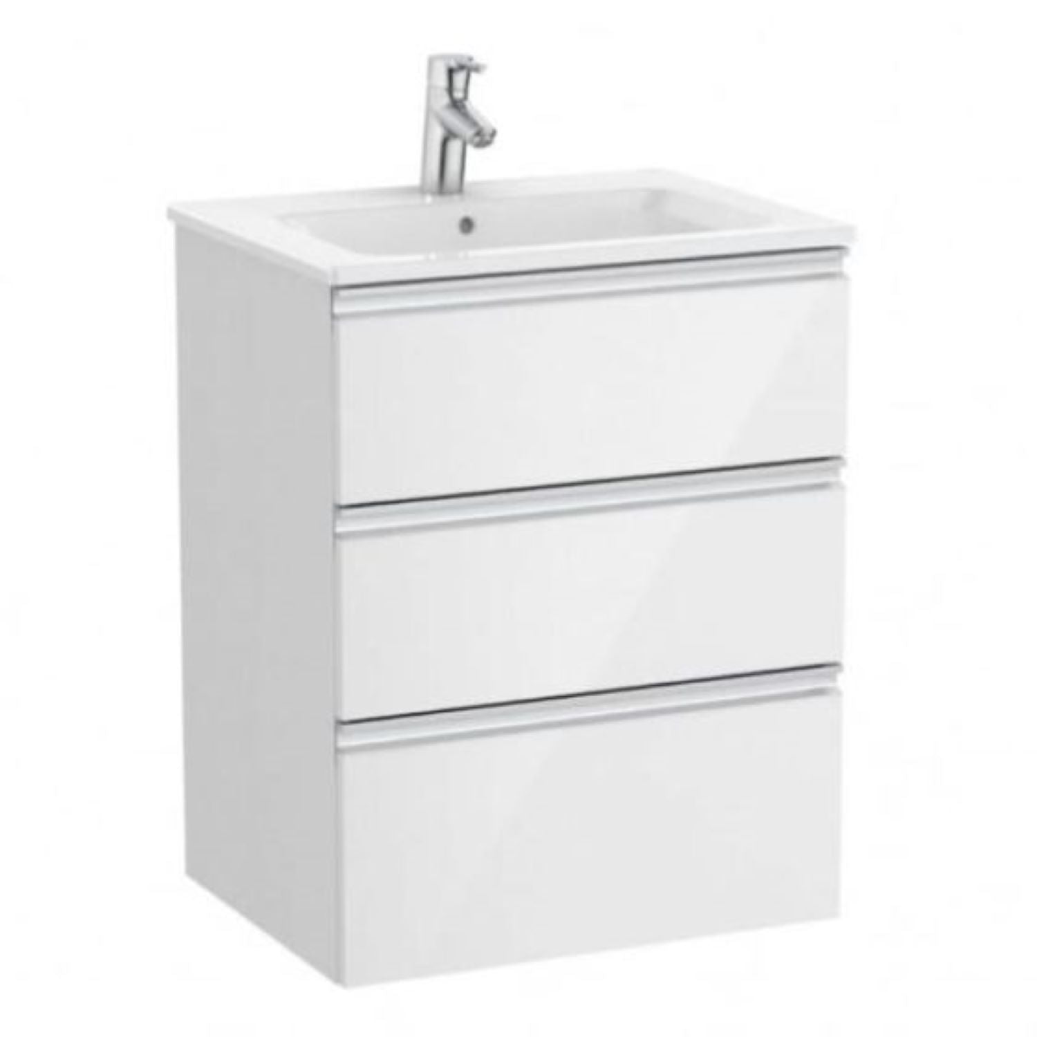 Roca Unik the Gap 3 Drawer Vanity Unit 550mm Gloss White