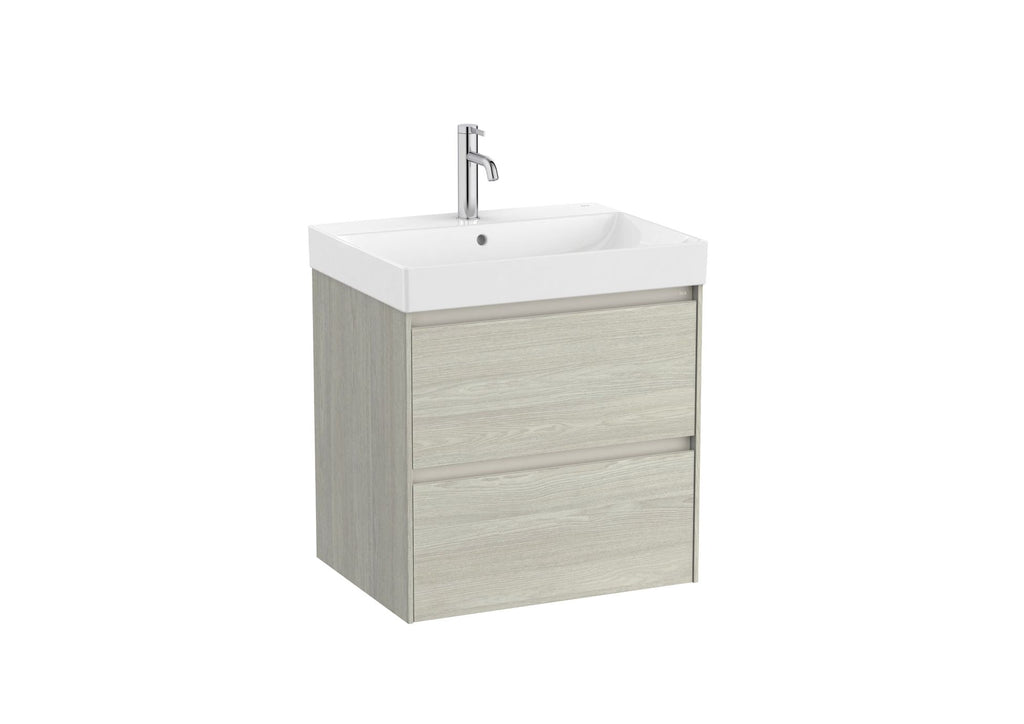 Roca Ona 2 Drawer Vanity Unit & Basin 600 x 460 x 645mm Light Oak