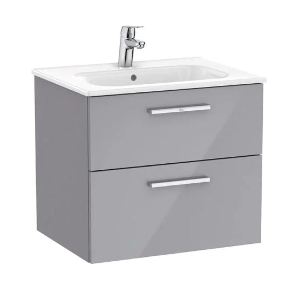 Roca Victoria Vanity Unit 2 Drawer 600mm Gloss Grey