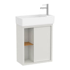 Roca Tura Compact Vanity Unit with 1 Door and Side Shelf 503(W) x 250(D) x 600(H)mm Off White
