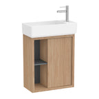 Roca Tura Compact Vanity Unit with 1 Door and Side Shelf 503(W) x 250(D) x 600(H)mm Light Elm