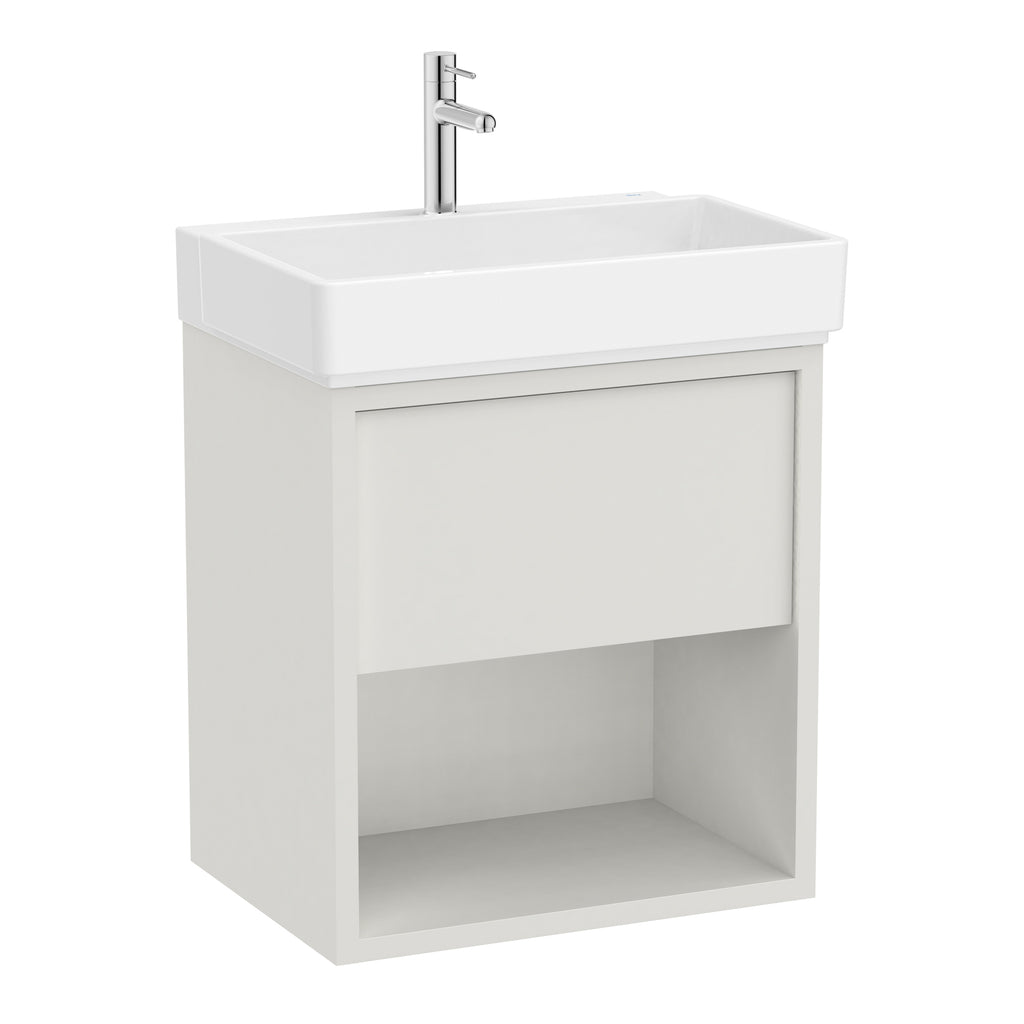 Roca Tura Vanity Unit with 1 Drawer and Bottom Shelf 553(W) x 407(D) x 600(H)mm Off White