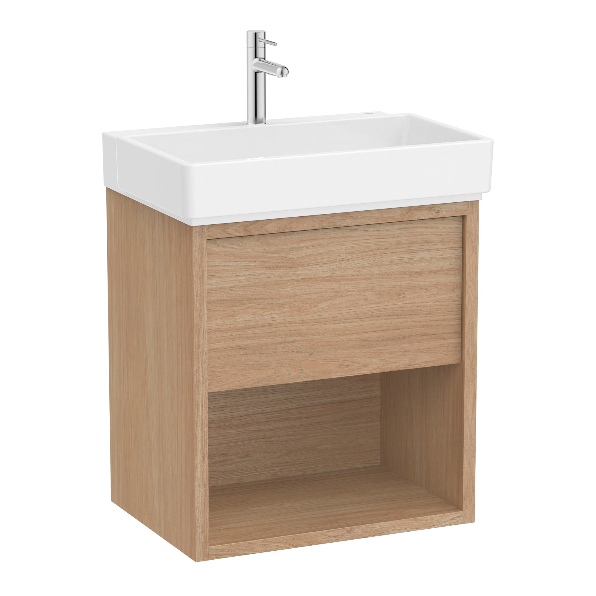 Roca Tura Vanity Unit with 1 Drawer and Bottom Shelf 503(W) x 407(D) x 600(H)mm Light Elm
