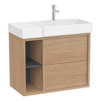 Roca Tura Vanity Unit with 2 Drawers and Side Shelf 770(W) x 407(D) x 600(H)mm Light Elm