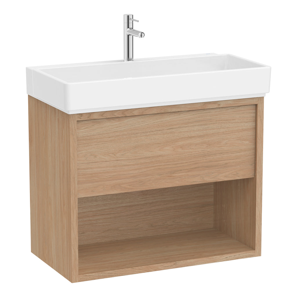 Roca Tura Vanity Unit with 1 Drawer and Bottom Shelf 753(W) x 407(D) x 600(H)mm Light Elm