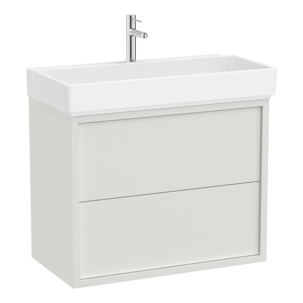 Roca Tura Vanity Unit with 2 Drawers 753(W) x 407(D) x 600(H)mm Off White