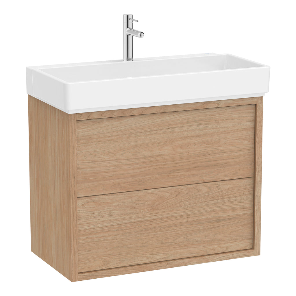Roca Tura Vanity Unit with 2 Drawers 753(W) x 407(D) x 600(H)mm Light Elm