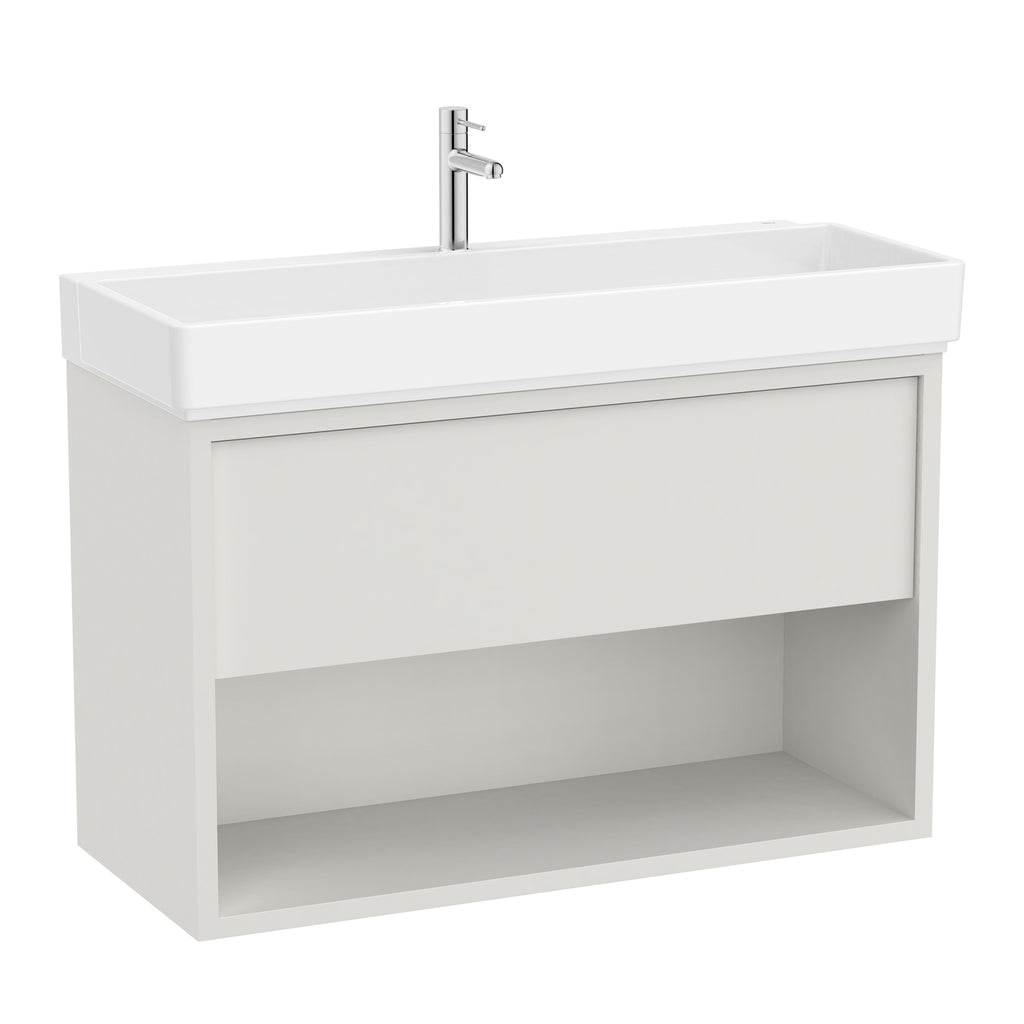 Roca Tura Vanity Unit with 1 Drawer and Bottom Shelf 953(W) x 407(D) x 600(H)mm Off White