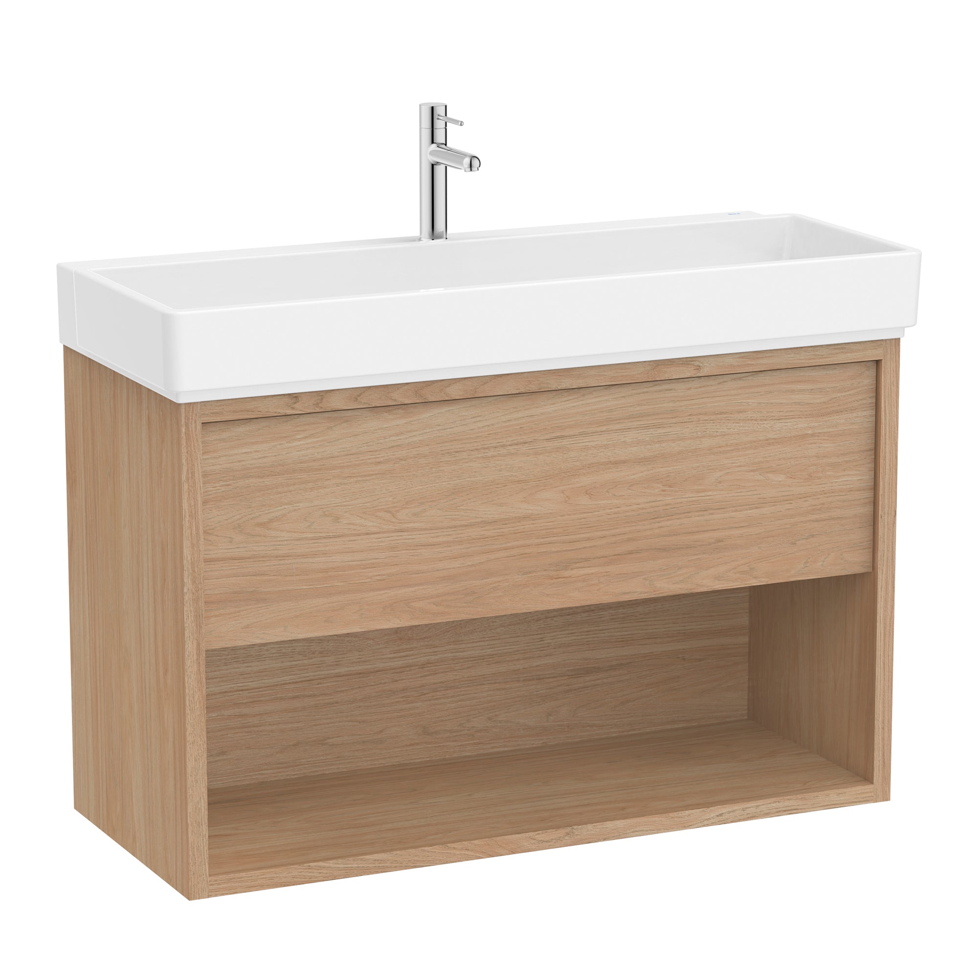 Roca Tura Vanity Unit with 1 Drawer and Bottom Shelf 953(W) x 407(D) x 600(H)mm Light Elm