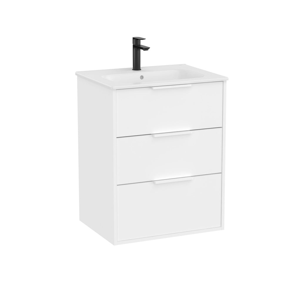 Roca Optica Vanity Unit 3 Drawer 600mm Matt White