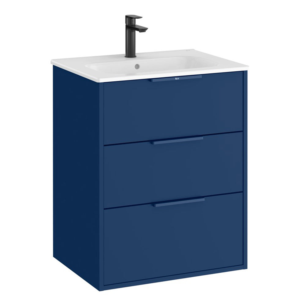 Roca Optica Vanity Unit 3 Drawer 600mm Steel Blue