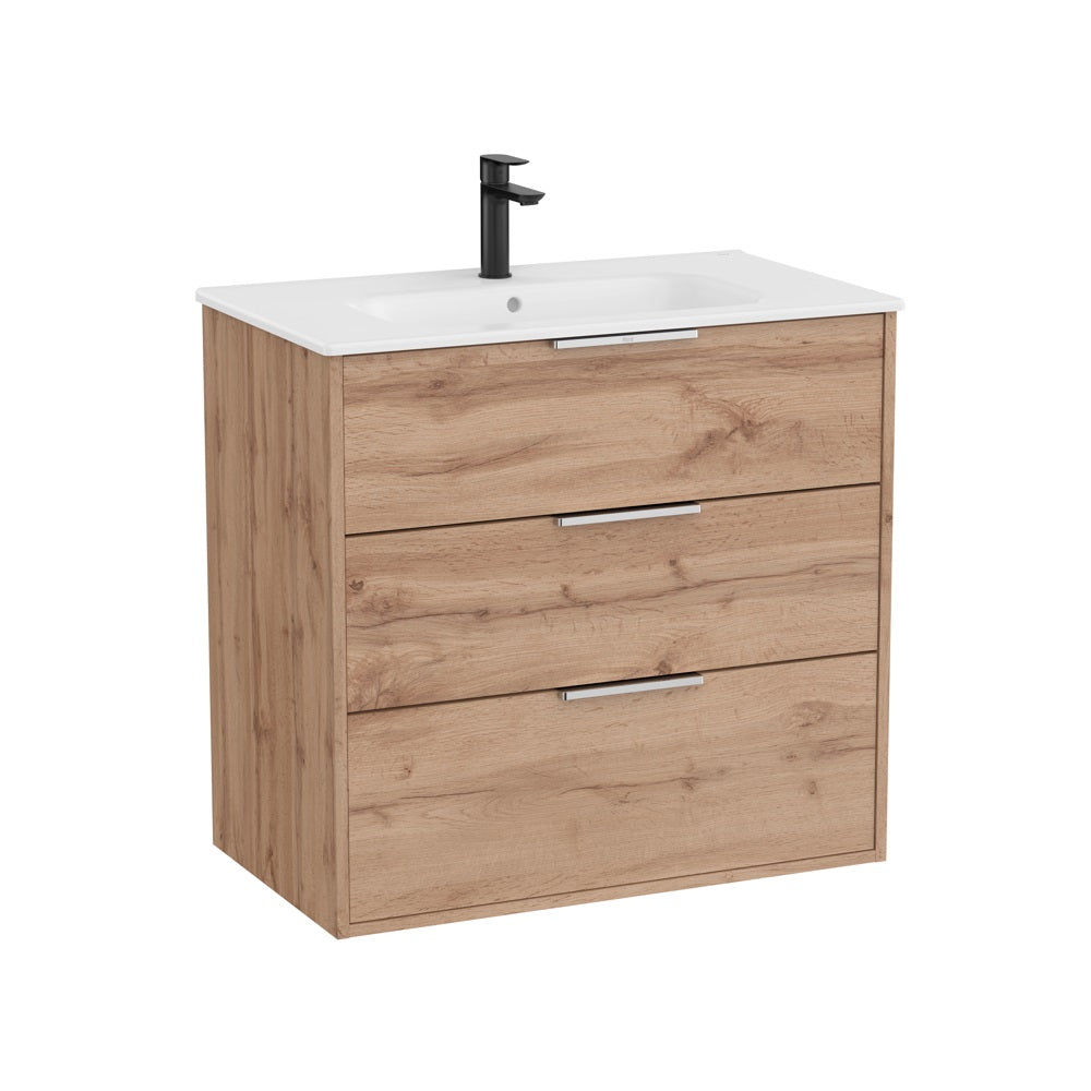Roca Optica Vanity Unit 3 Drawer 800mm Walnut