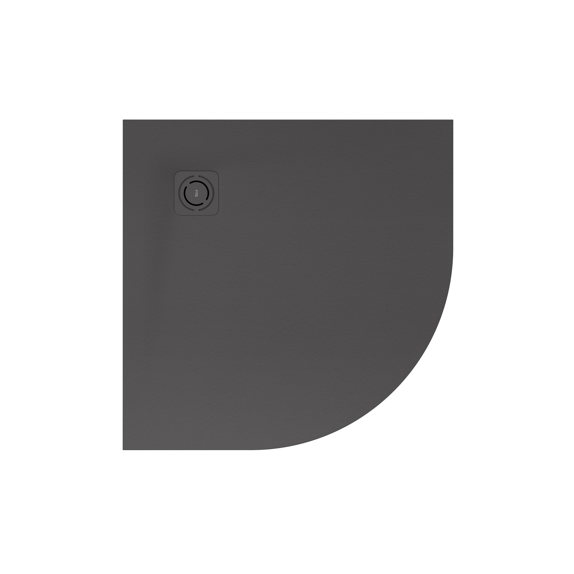 Roca Terran-N Stonex Quadrant Shower Tray, includes drain cover, excludes waste and adaptor 800(W) x 800(D) x 26(H)mm Onyx