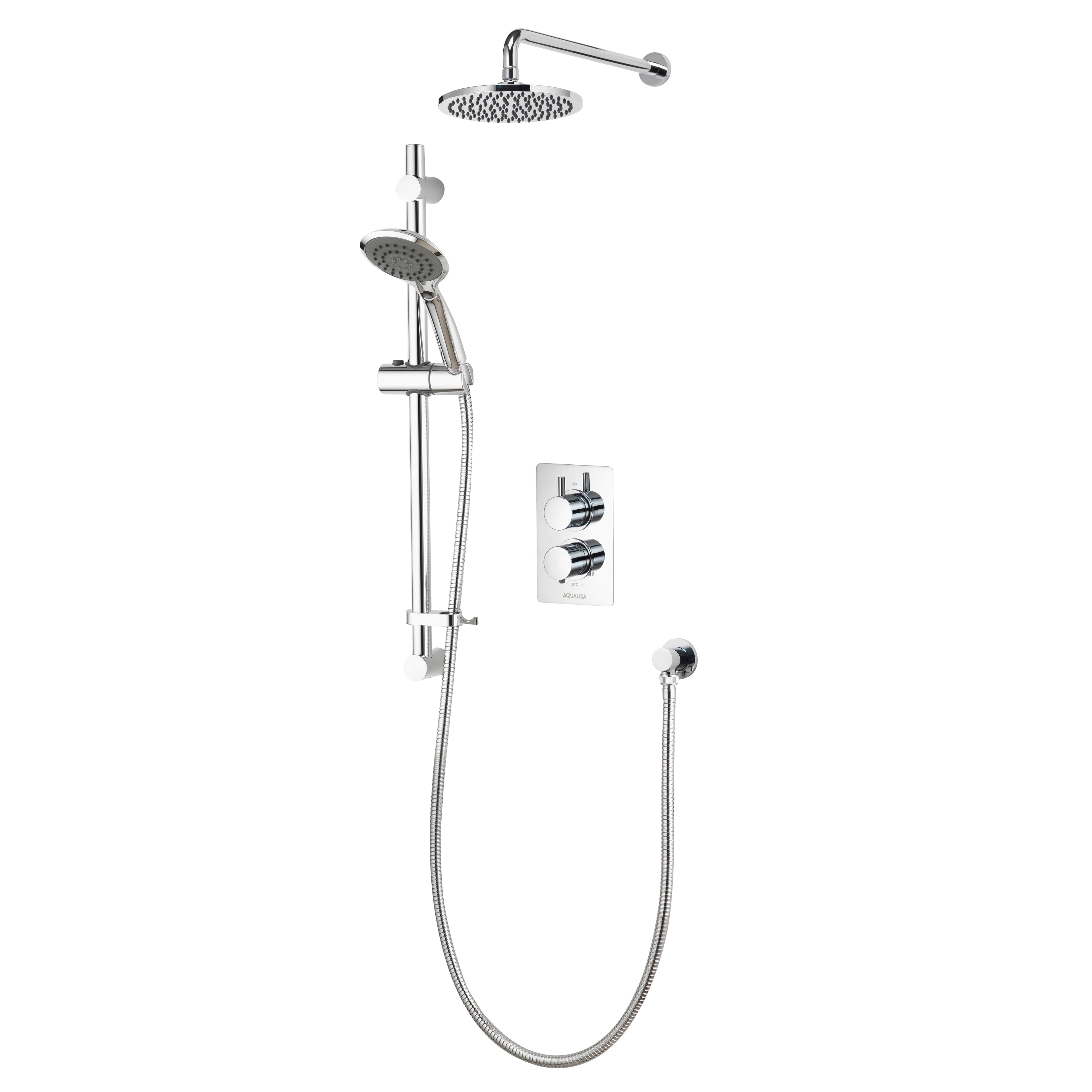 Aqualisa Aq Concealed Thermostatic Mixer Round Dials Adj And Fixed Wall Cp