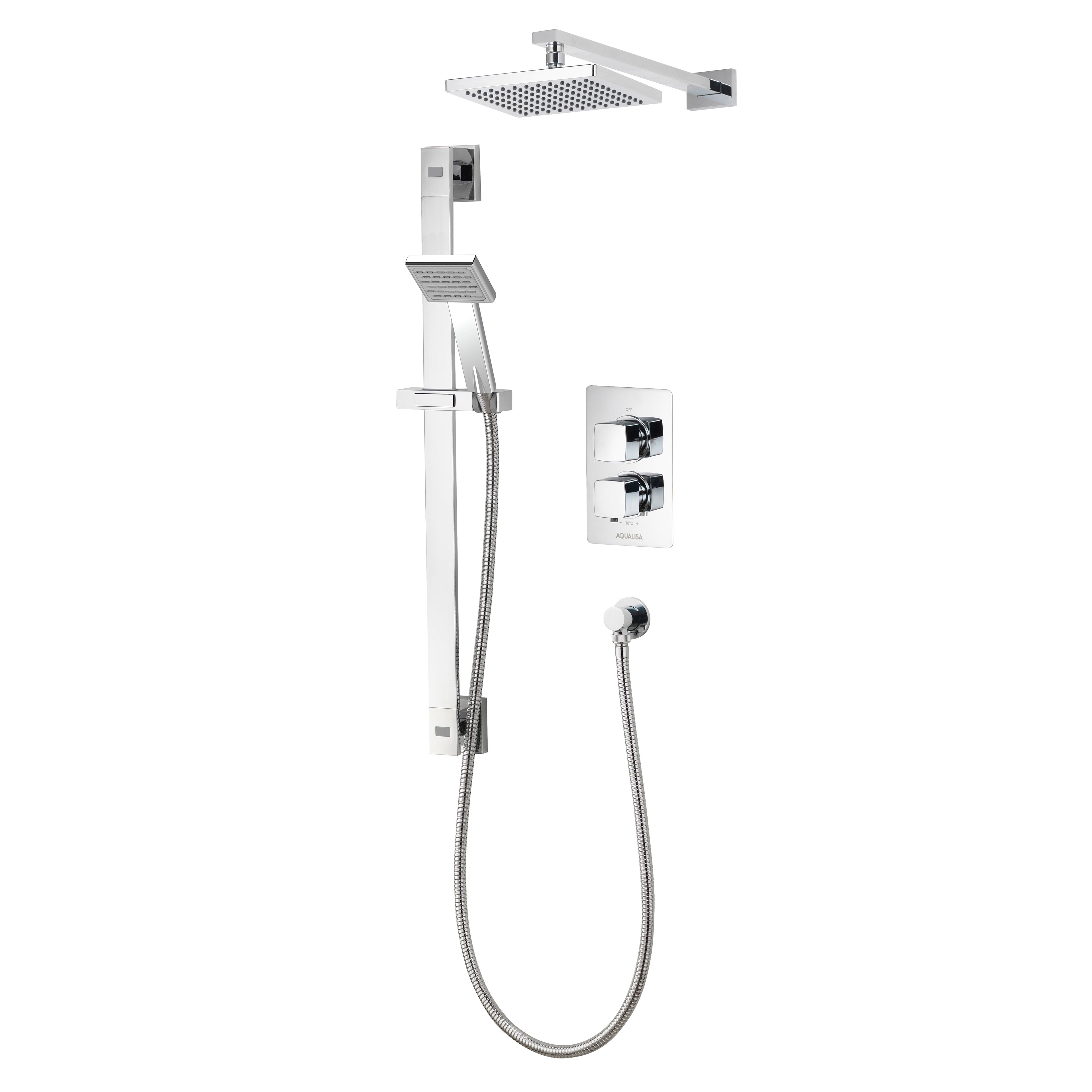 Aqualisa AQ Concealed Thermostatic Mixer Square Dials Adj and Fixed Wall CP