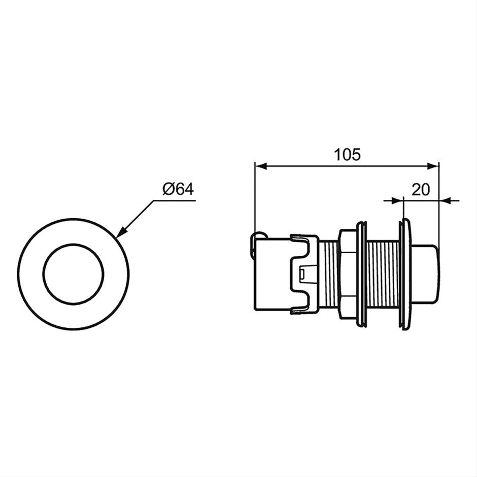 Armitage Shanks Pneumatic Palm Push Button Stainless Steel Finish