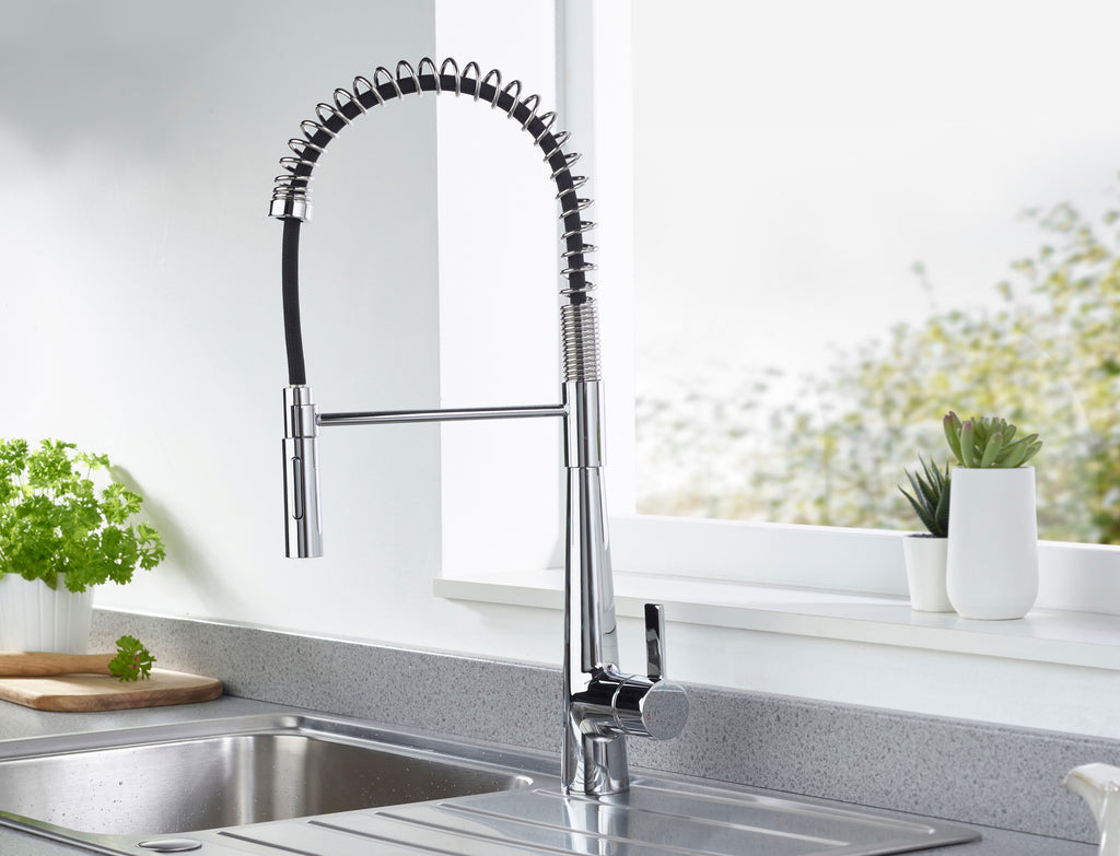 Bristan Axia Pairofessional Kitchen Sink Mixer Tap with pull-down hose and Eco Start Chrome AX PROSNK C