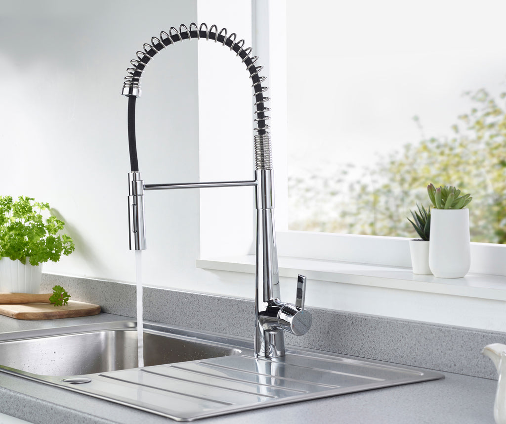 Bristan Axia Pairofessional Kitchen Sink Mixer Tap with pull-down hose and Eco Start Chrome AX PROSNK C