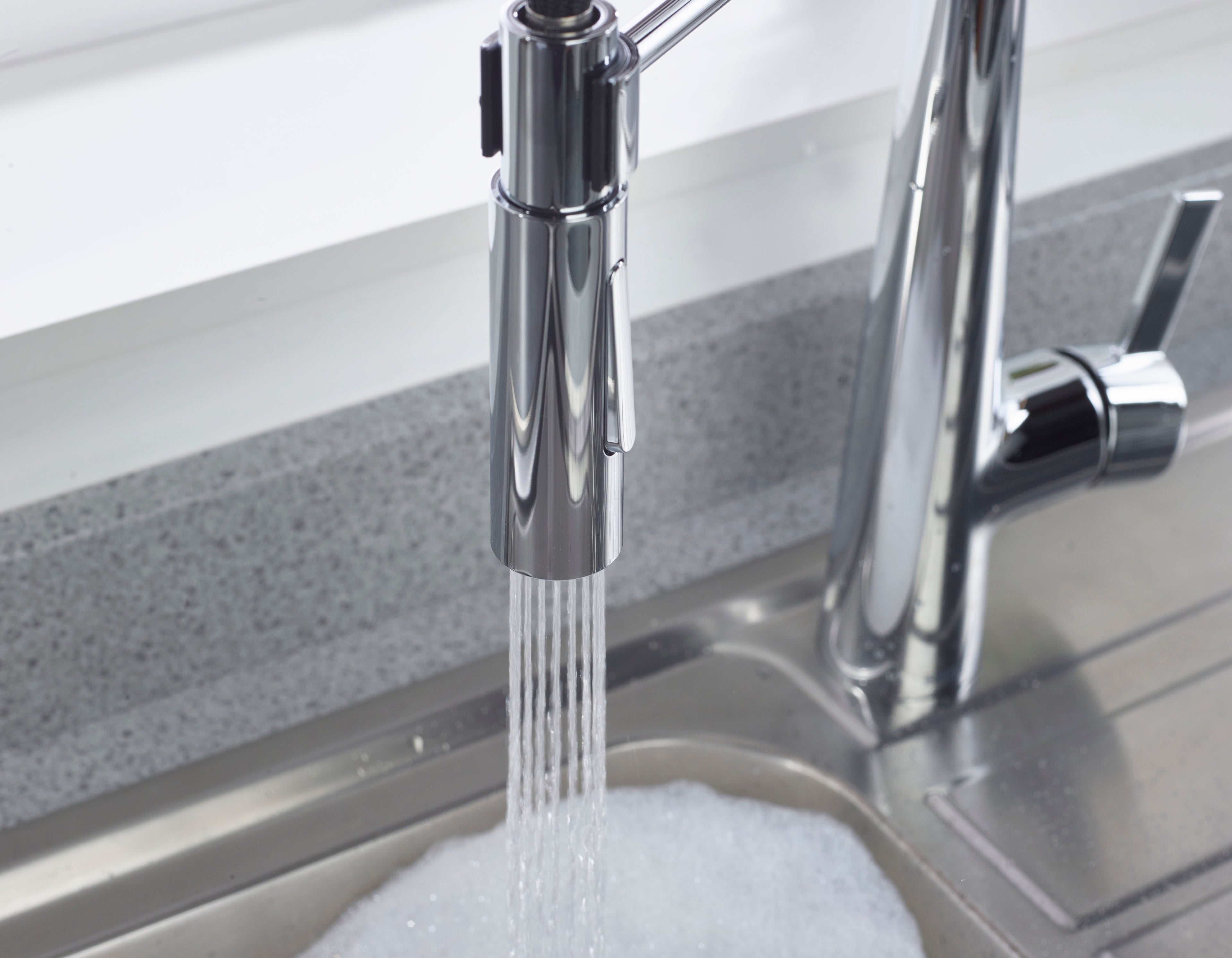 Bristan Axia Pairofessional Kitchen Sink Mixer Tap with pull-down hose and Eco Start Chrome AX PROSNK C