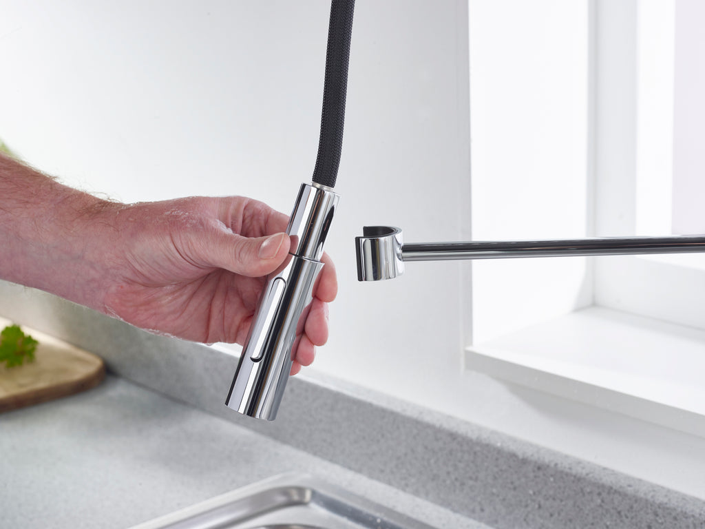 Bristan Axia Pairofessional Kitchen Sink Mixer Tap with pull-down hose and Eco Start Chrome AX PROSNK C