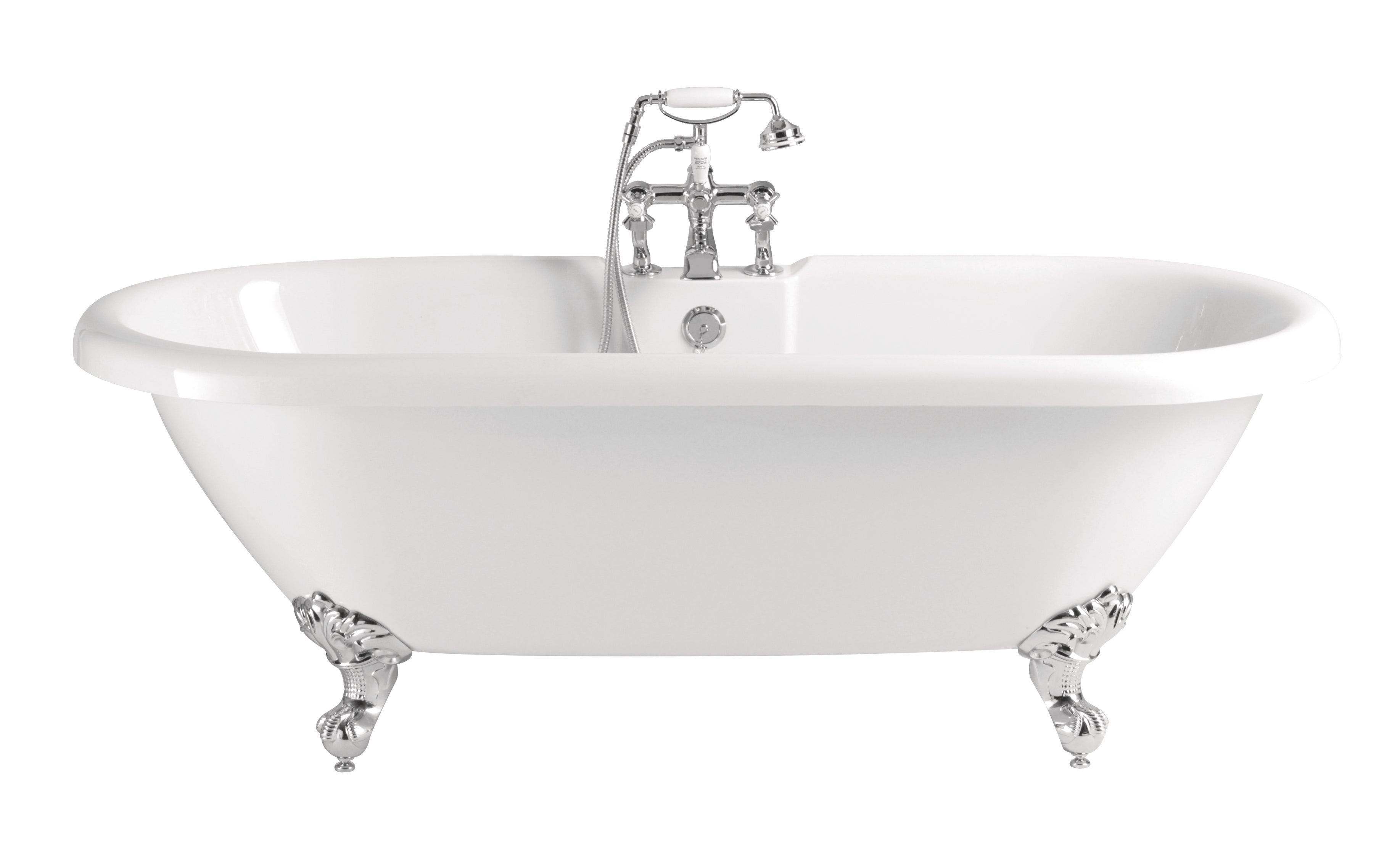 Heritage Oban Double Ended Roll Top Bath 2 Tap Hole