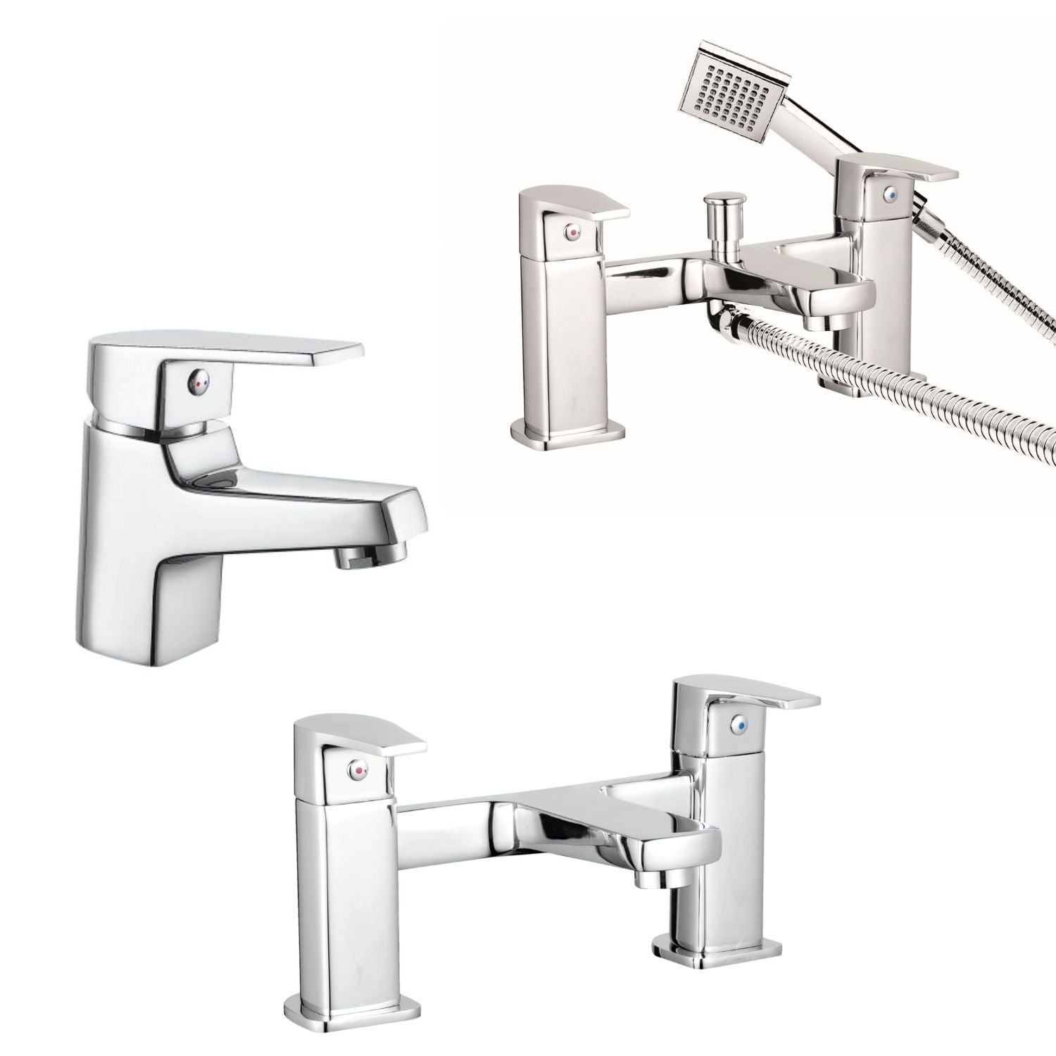 Bristan NIVA Tap Pack with Basin Mixer, Bath Shower Mixer & Bath Filler Chrome