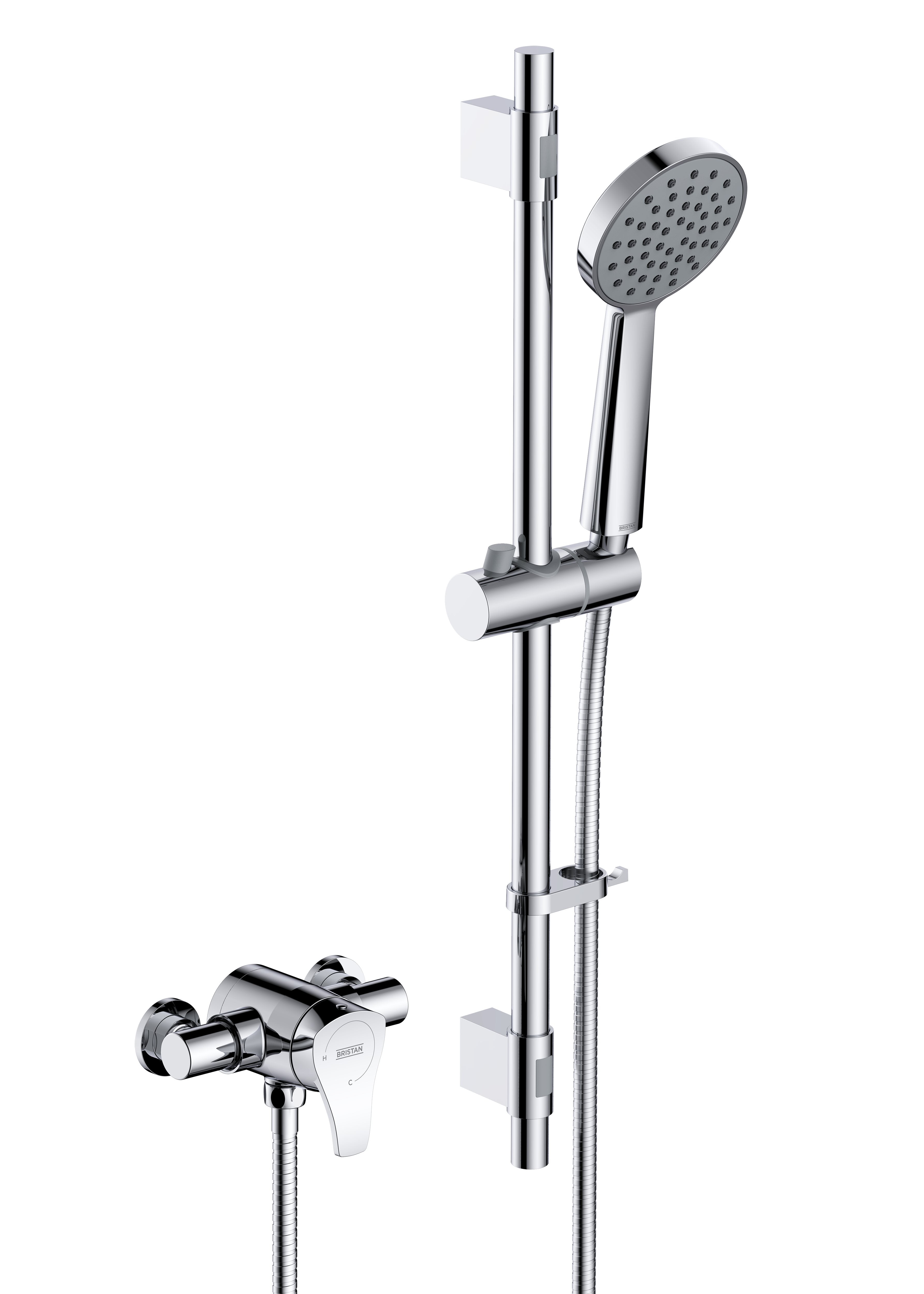 Bristan Capri3 Thermostatic Single Sequential Exposed Shower Valve with Riser Kit Chrome CAP3 SHXAR C.