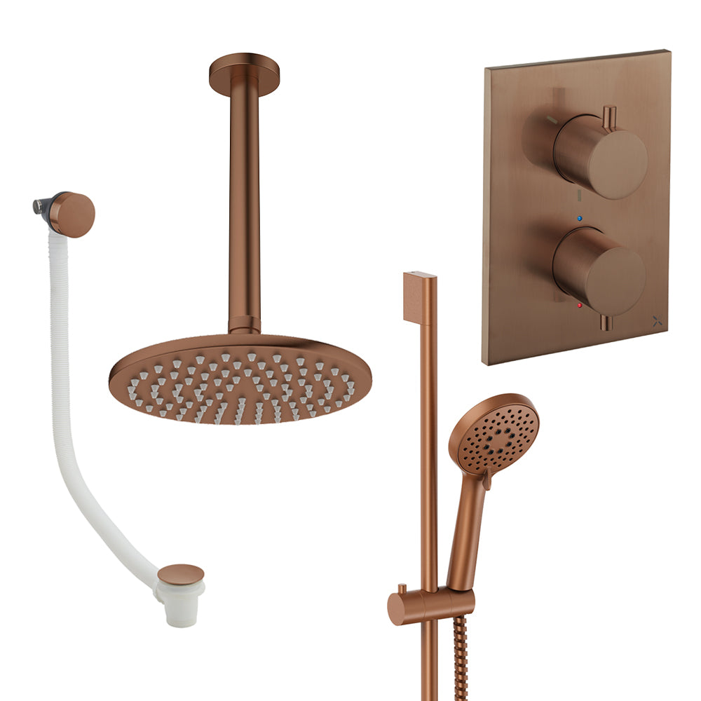 Crosswater Crossbox Shower Set 10 Brushed Bronze 200mm Ceiling Mounted (Excluding Crossbox)
