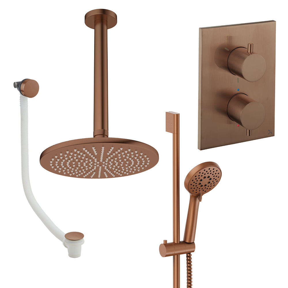 Crosswater Crossbox Shower Set 10 Brushed Bronze 300mm Ceiling Mounted (Excluding Crossbox)
