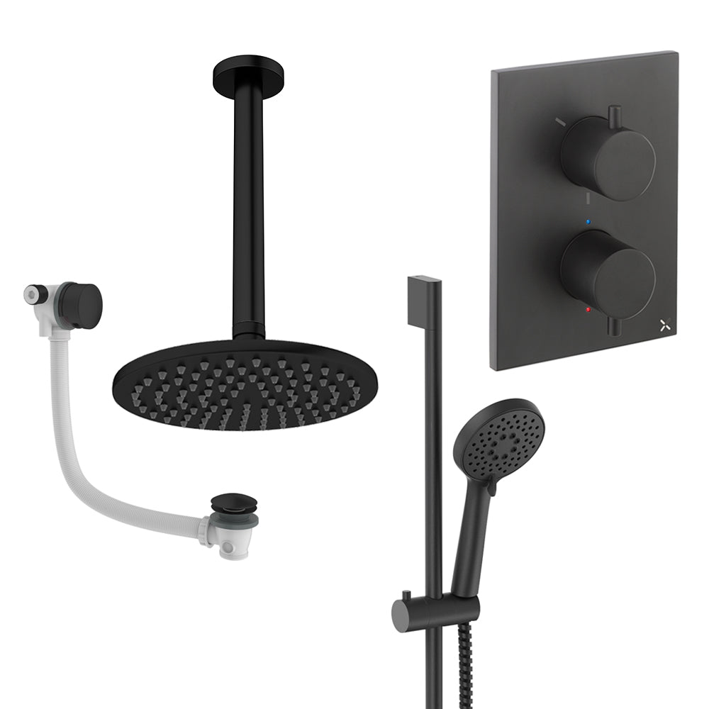 Crosswater Crossbox Shower Set 10 Matt Black 200mm Ceiling Mounted (Excluding Crossbox)