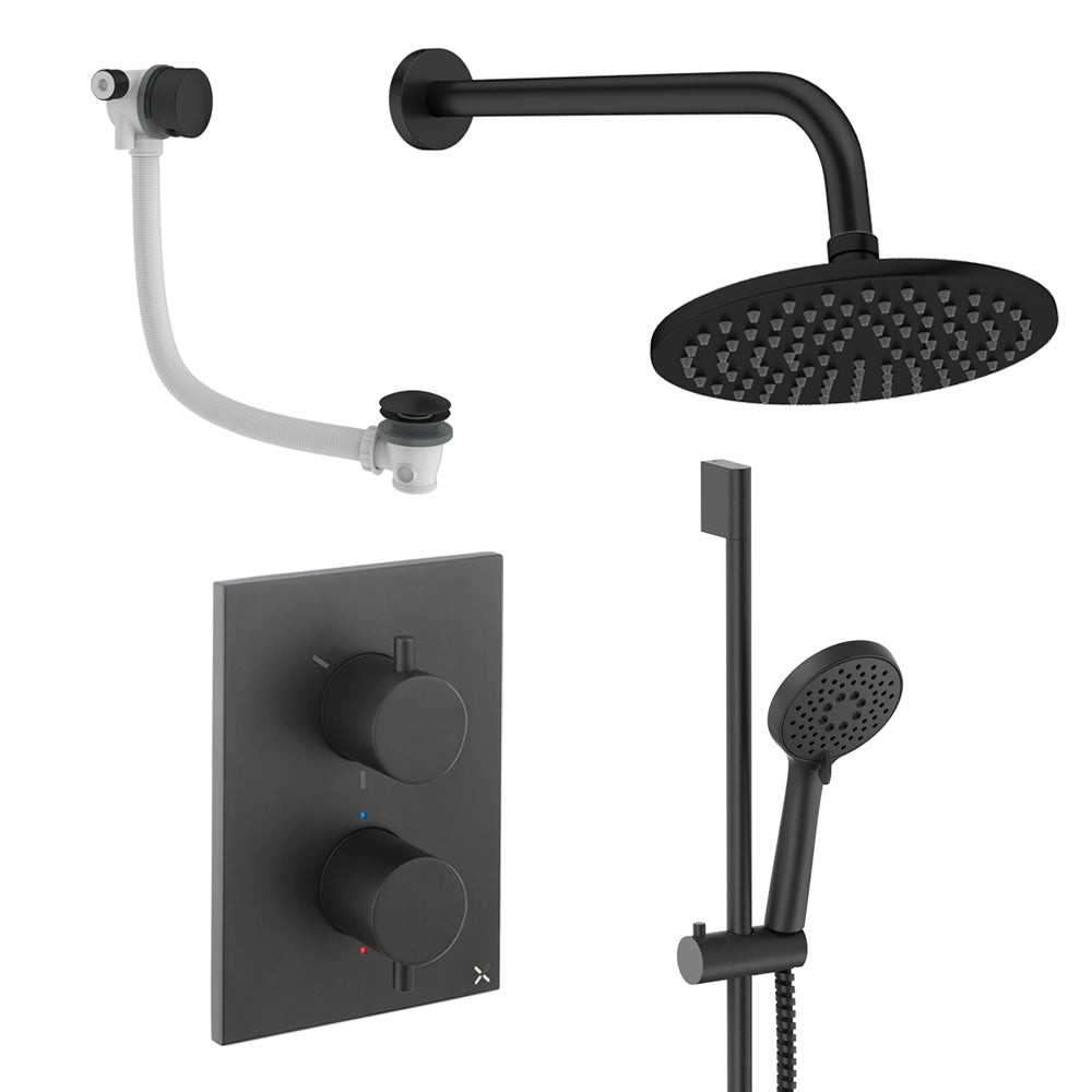 Crosswater Crossbox Shower Set 10 Matt Black 200mm (Excluding Crossbox)