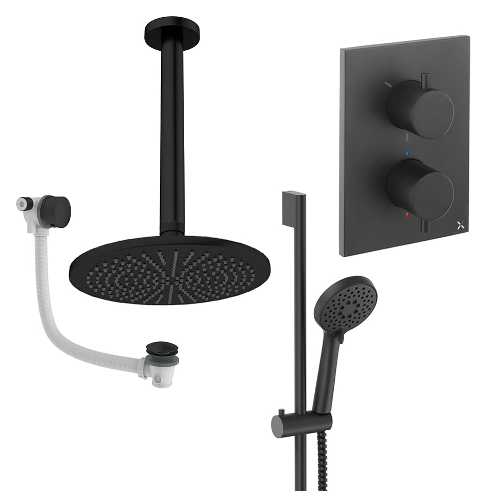 Crosswater Crossbox Shower Set 10 Matt Black 300mm Ceiling Mounted (Excluding Crossbox)