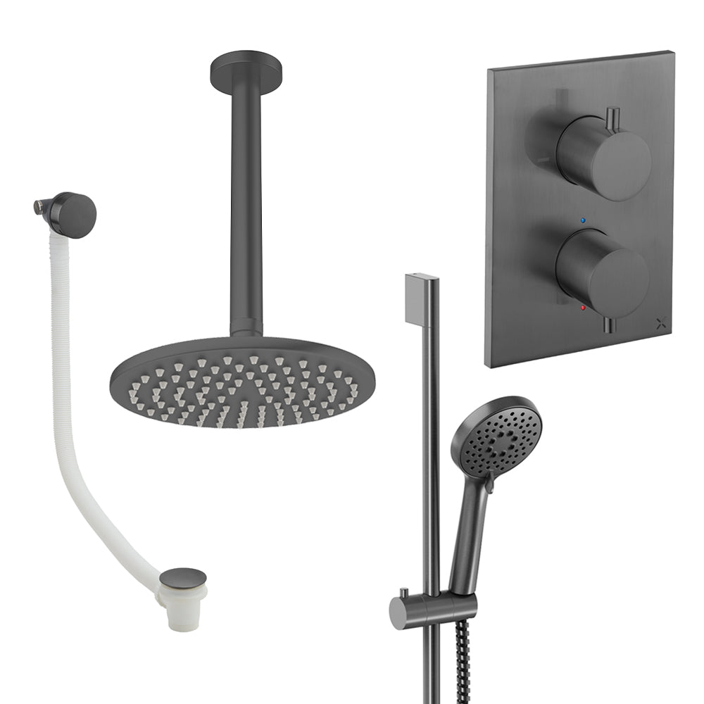Crosswater Crossbox Shower Set 10 Slate 200mm Ceiling Mounted (Excluding Crossbox)