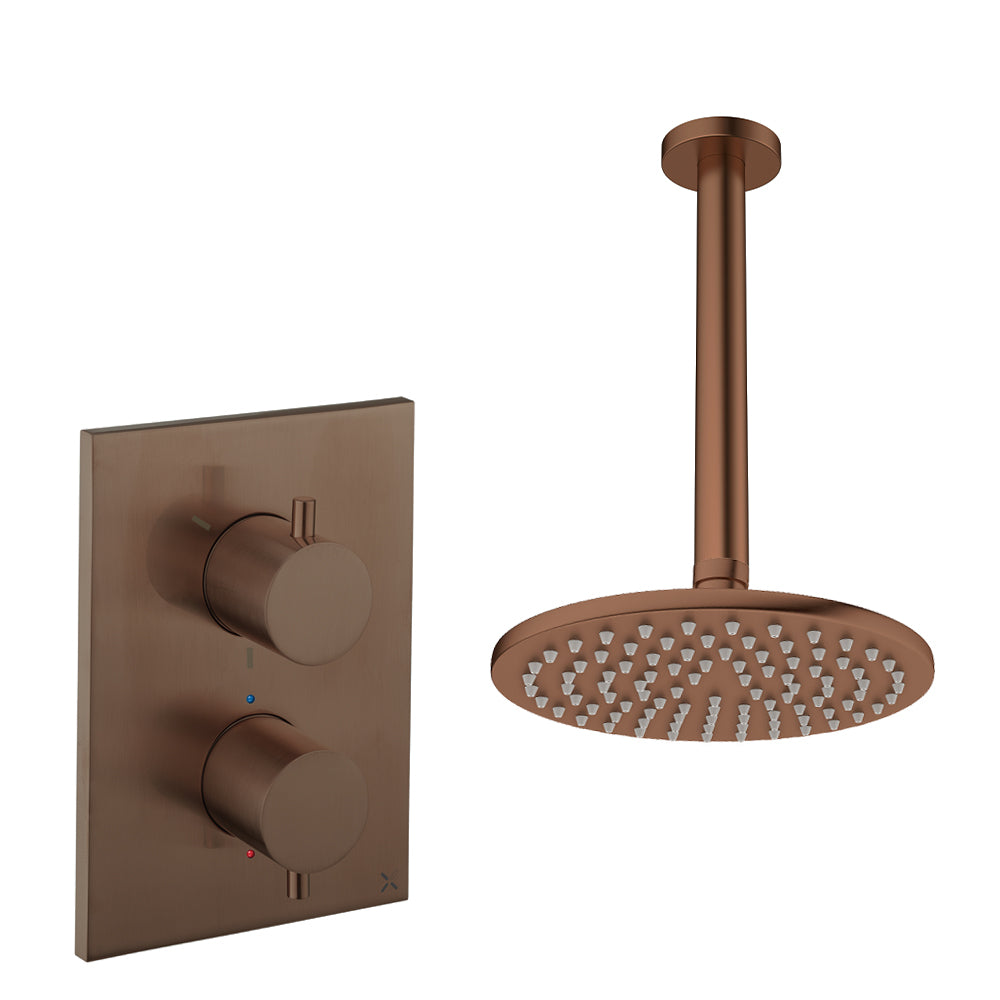 Crosswater Crossbox Shower Set 1 Brushed Bronze 200mm Ceiling Mounted (Excluding Crossbox)