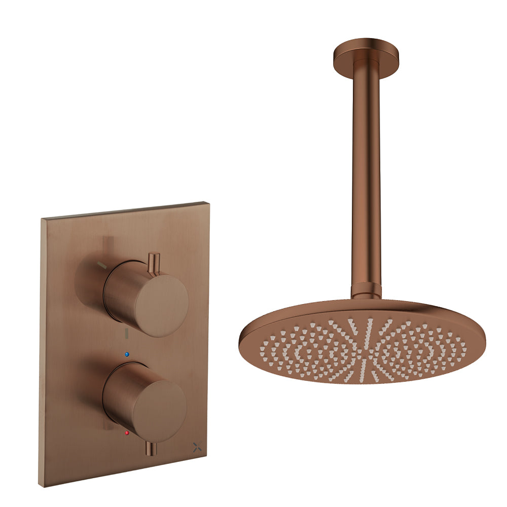 Crosswater Crossbox Shower Set 1 Brushed Bronze 300mm Ceiling Mounted (Excluding Crossbox)