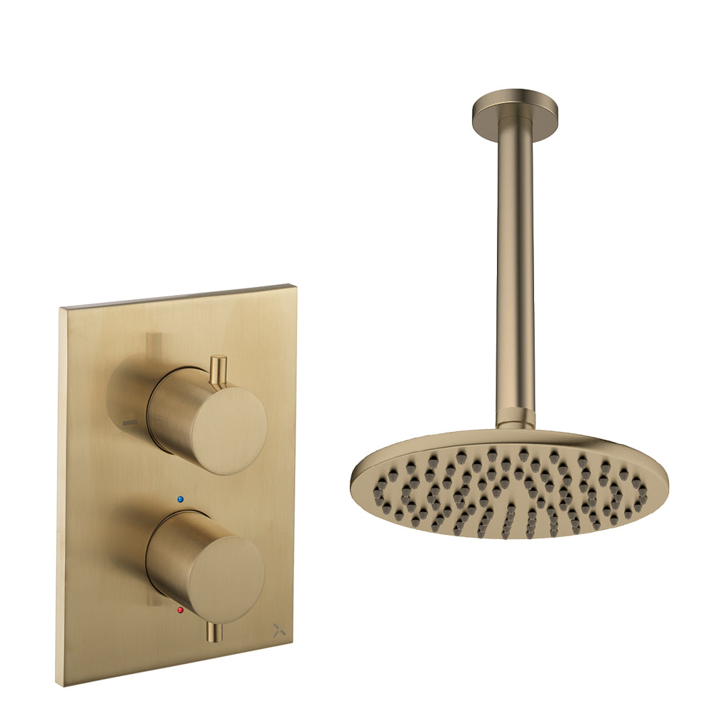 Crosswater Crossbox Shower Set 1 Brushed Brass 200mm Ceiling Mounted (Excluding Crossbox)