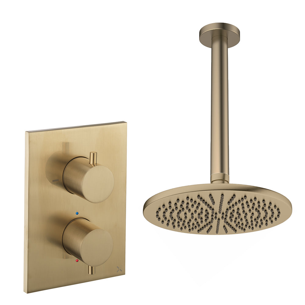 Crosswater Crossbox Shower Set 1 Brushed Brass 300mm Ceiling Mounted (Excluding Crossbox)