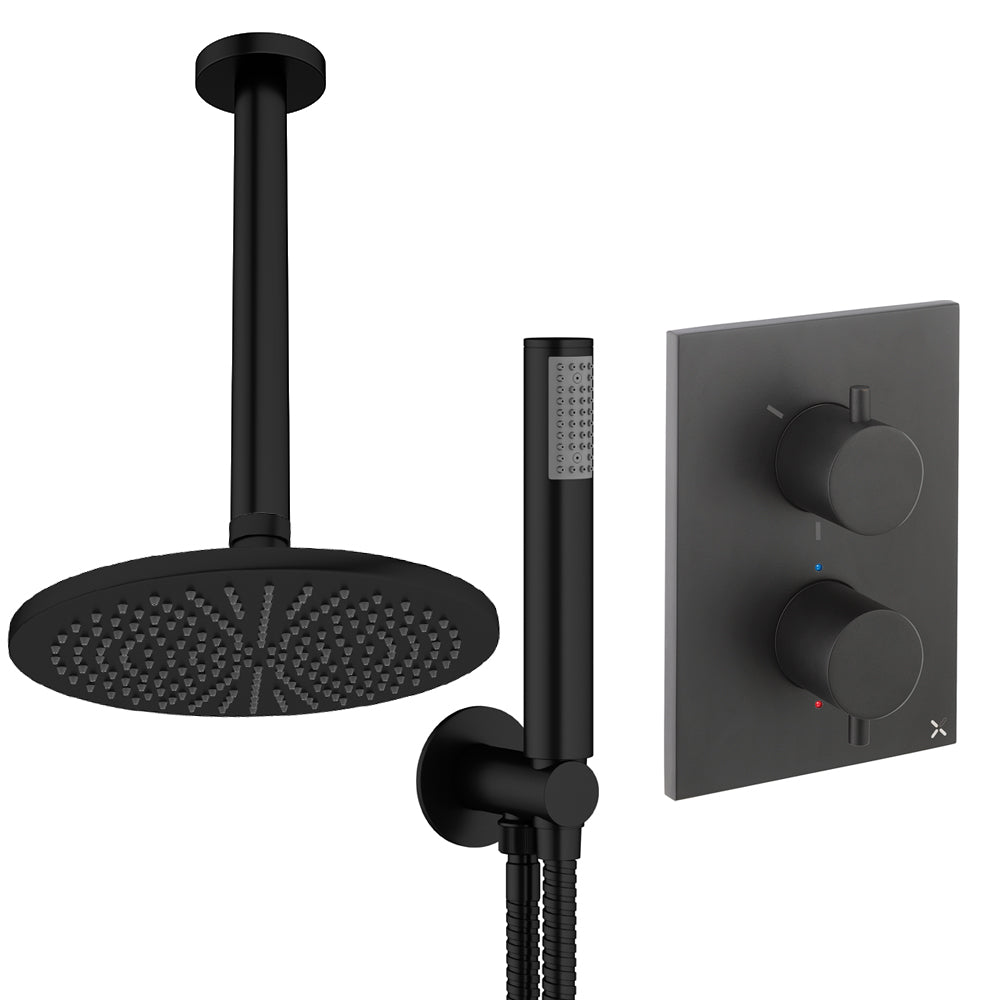 Crosswater Crossbox Shower Set 3 Matt Black 300mm Ceiling Mounted (Excluding Crossbox)